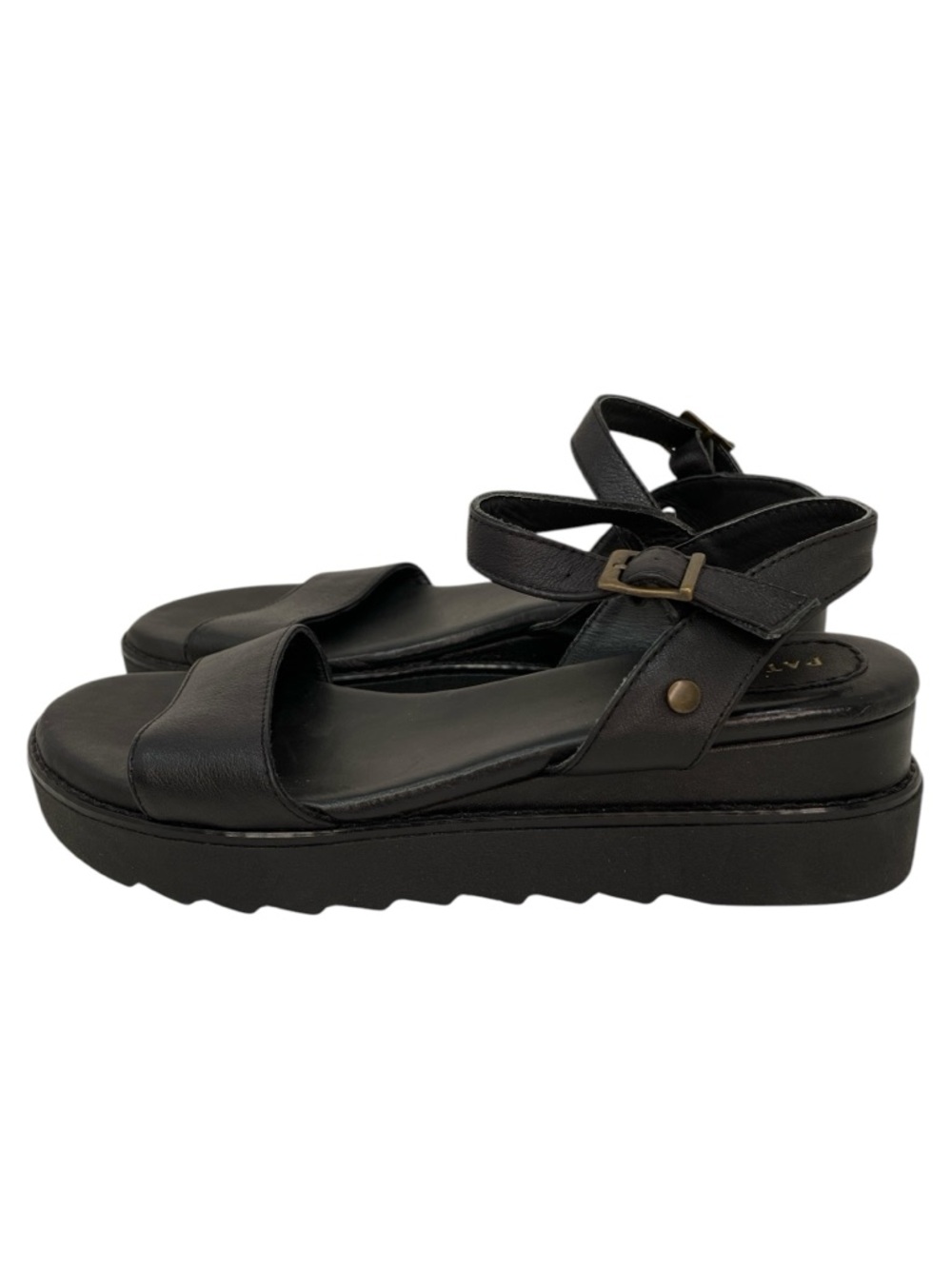 PATINA Sandals Handmade Black Leather Ankle Strap Size 9
